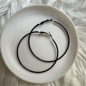 90s vintage black hoop earrings